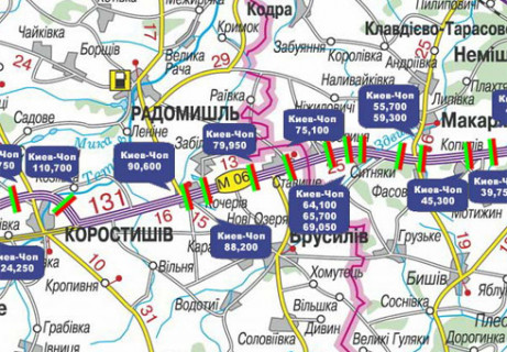 Billboard B in Zhytomyr, 3x18  Траса M-06, Київ-Житомир, 79,950 (Напрямок з Києва в Житомир) scheme