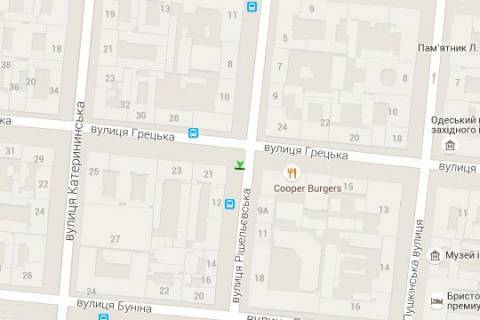 Citylight A in Odessa, 1.2x1.8  Risel'evs'ka st., 12 - Grec'ka st. scheme
