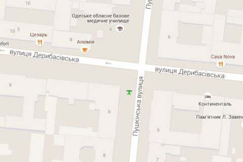 Backlight A in Odessa, 1.2x1.8  Puskins'ka st., 6 - Deribasivska st. scheme