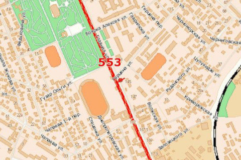 Billboard B in Chernivtsi, 3x6  Golovna st. - Gercena st. scheme