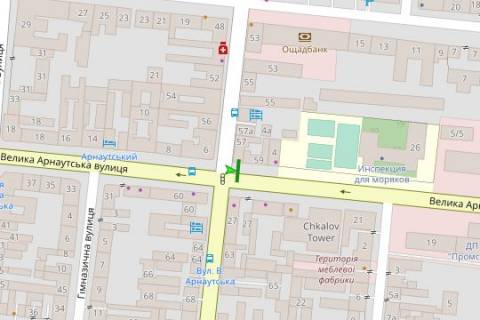 Backlight B in Odessa, 2.3x3.14  Velika Arnauts'ka st., 4 - Kanatna st. scheme