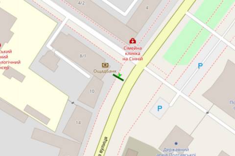 Billboard A in Poltava, 3x6  Sinna st. - Kapitana Volodimira Kisel'ova st., (gotel' Kiiv) scheme