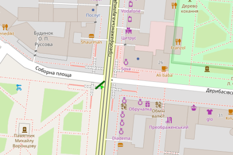 Backlight B in Vasylivka, 1.2x3.6  Preobrazens'ka st. - Sadova st. (vid Privozu) scheme
