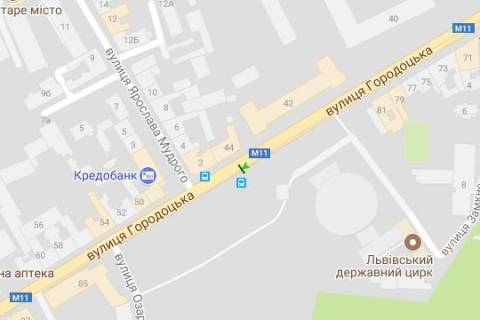 Citylight B in Lviv, 1.2x1.8  Gorodoc'ka st., 44 scheme