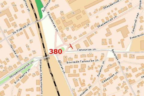 Billboard A in Ternopil, 3x6  Zbaraz'ka st. - Brodivs'ka st. scheme