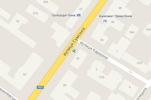 Citylight B in Kharkiv, 1.2x1.8  Sums'ka st., 92 scheme