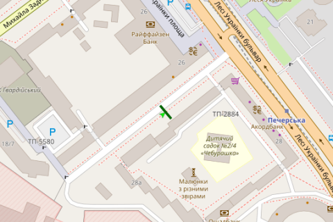 Video Billboard + in Kyiv, 2.3x3.14  Lesi Ukrainki bul'v. - Konoval'ca Evgena st. (Sorsa st.) (TT 4.8 676h468) - 390564 scheme