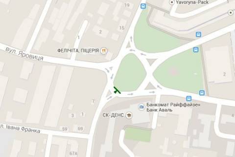 Billboard A in Lutsk, 3x6  Grusevs'kogo pl. - Strilec'ka st. - Arovica st. - Prezidenta Grusevs'kogo prosp. scheme