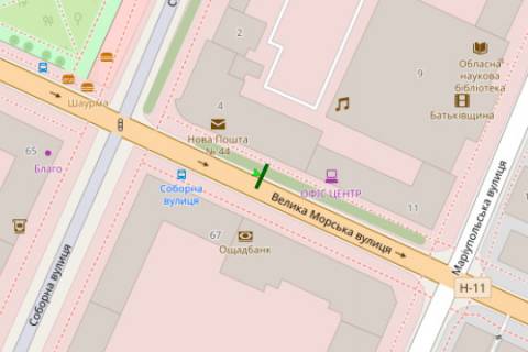 Citylight B in Mykolaiv, 1.2x1.8  Velika Mors'ka st., 67 - Soborna st. (Radans'ka (centr) st.), 4 scheme