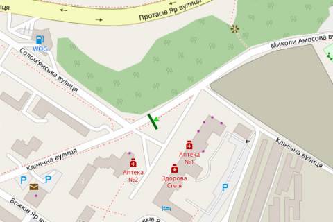 Backlight B in Kyiv, 2.3x3.14  Mikoli Amosova st., 300 metriv do Nacional'nogo institutu sercevo-sudinnoi hirurgii imeni M.M. Amosova - Solom`ans'ka st. scheme