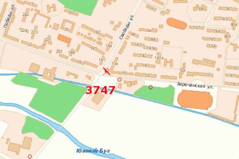 Billboard A in Khmelnitsky, 3x6  Zaricans'ka st. - Svobodi st. (mag. "Dumka") scheme