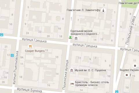 Backlight B in Odessa, 1.2x1.8  Puskins'ka st., 9 - Grec'ka st. scheme