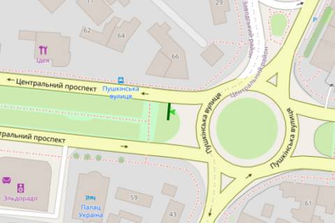 Prismatron, Prism A in Mykolaiv, 3x6  Central'nij prosp. (Lenina prosp.) - Puskins'ka st., (prizma) (prava) - 128340 scheme