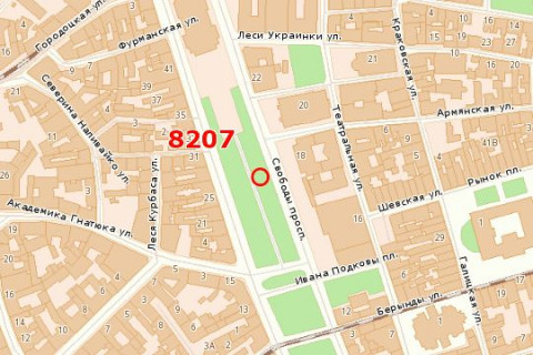 Citylight B in Lviv, 1.2x3.6  Svobodi prosp., 18 scheme