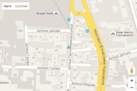 Citylight A in Lviv, 1.2x1.8  Pantelejmona Kulisa st. - Cehova st. (v centr) scheme