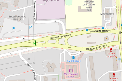 Video Billboard A in Kyiv, 4x8  Pravdi prosp. - Visgorods'ka st. - 368214 scheme