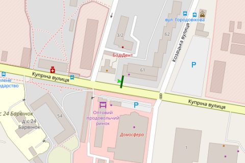 Billboard B in Khmelnitsky, 3x6  Kuprina st. - Kozac'ka st. scheme