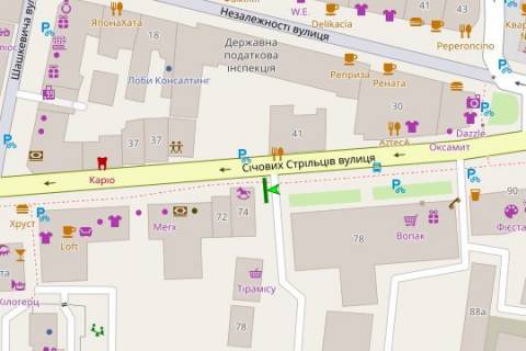 Billboard B in Ivano-Frankivsk, 3x6  Sicovih Stril'civ st., 74 scheme