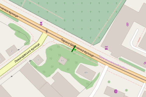 Citylight B in Lviv, 1.2x1.8  Tarasa Sevcenka st., 91 scheme