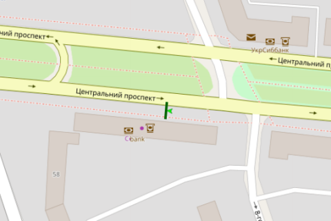 Citylight B in Mykolaiv, 1.2x1.8  Central'nij prosp. (Lenina prosp.), 21 - 8 Berezna st. scheme