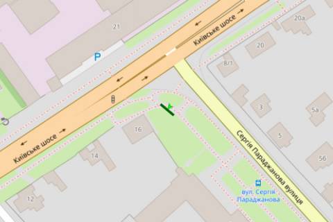 Billboard A in Zhytomyr, 3x6  Kiivs'ke sose - Sergia Paradzanova st. (Baranova st.) scheme