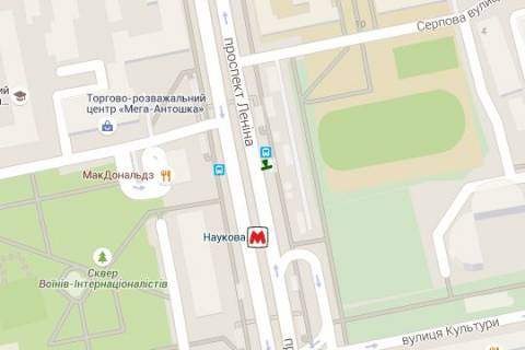 Citylight B in Kharkiv, 1.2x1.8  Nauki prosp. (Lenina prosp.) - Serpova st., (zupinka) No3 scheme