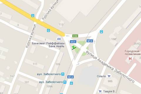 Billboard A in Vasylivka, 3x6  Dobrovol's'kogo prosp. - Akademika Zabolotnogo st. scheme