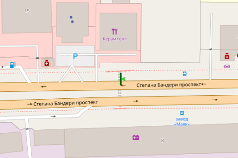 Prismatron, Prism A in Vasylivka, 3x6  Banderi Stepana prosp. (Moskovs'kij prosp.), 17 (v napravl.Oleni Teligi) - 421540 scheme