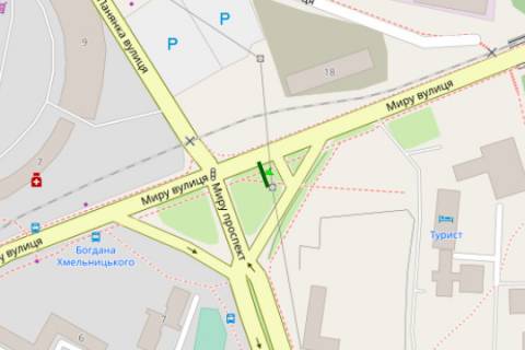 Billboard B in Poltava, 3x6  Miru st. - Miru prosp. scheme