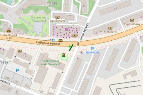 Billboard A in Kropyvnytskyi (Kirovograd), 3x6  Soborna st., 13 - Glinki st. scheme