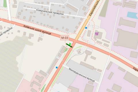 Billboard A in Poltava, 3x6  Evropejs'ka st. - Kiivs'ke sose scheme