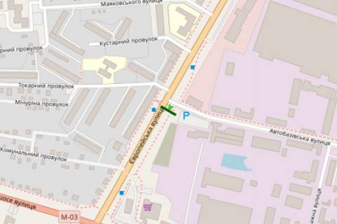 Billboard B in Poltava, 3x6  Evropejs'ka st. - Avtobazivs'ka st. scheme