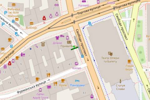 Billboard A in Lviv, 1.2x1.8  Свободи просп., 49 (№2) scheme