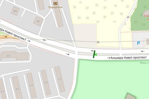 Billboard A in Kyiv, 3x6  Alisera Navoi prosp. - Voskresens'ka st., na rozpodiluvaci (u napramku Perova) scheme