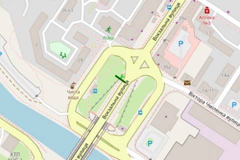 Billboard A in Kropyvnytskyi (Kirovograd), 3x6  Vokzal'na st. (Zovtnevoi Revolucii st.), (m-n Kovalivka) scheme