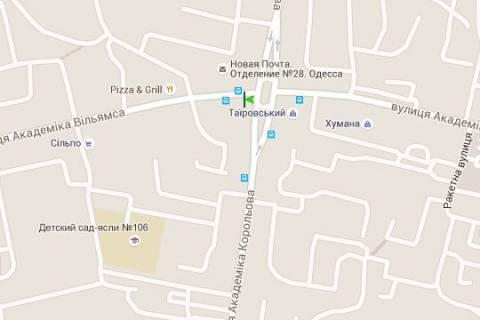 Billboard B in Odessa, 3x6  Akademika Korol'ova st. - Evgena Cikalenka st. scheme