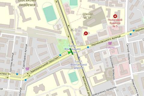 Prismatron, Prism A in Odessa, 3x6  Fontans'ka doroga - Admiral's'kij prosp. - Cernahovs'kogo st. (u napramku Arkadii  prizma ) - 405022 scheme