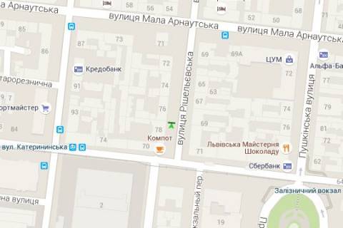 Citylight B in Odessa, 1.2x1.8  Risel'evs'ka st., 78 - Pantelejmonivs'ka st. scheme