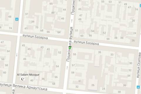 Citylight A in Odessa, 1.2x1.8  Puskins'ka st., 55 - Bazarna st. scheme