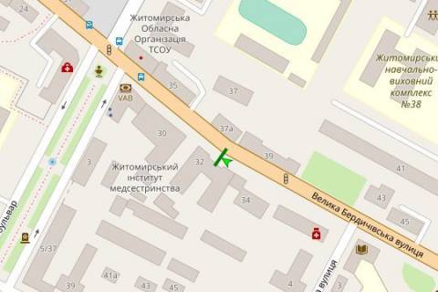 Citylight B in Zhytomyr, 1.2x1.8  Velika Berdicivs'ka st., 32 scheme