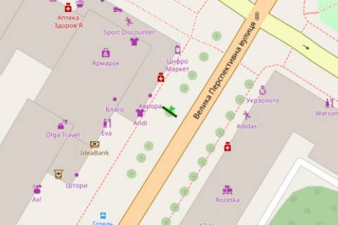 Citylight A in Kropyvnytskyi (Kirovograd), 1.2x1.8  Velika Perspektivna st., 50 (No1) scheme