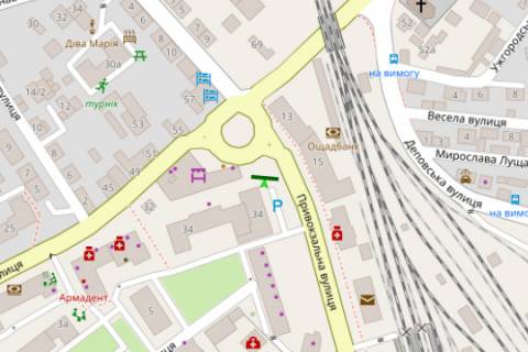 Billboard A in Ivano-Frankivsk, 3x6  Privokzal'na st. - Vovcinec'ka st. scheme