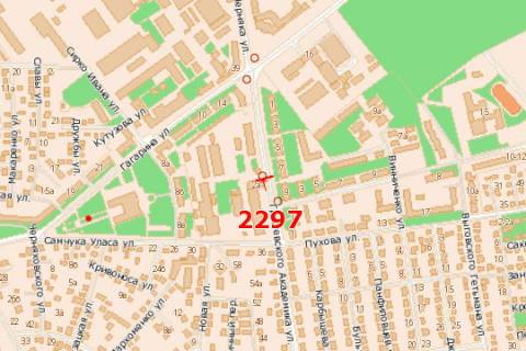 Billboard B in Rivne, 3x6  Grusevs'kogo Akademika st., 5 - Strutins'koi st. scheme