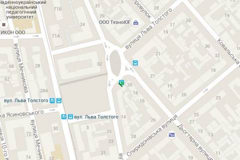 Citylight B in Odessa, 1.2x1.8  L'va Tolstogo pl. - D'ogtarna st., 20 (ostanovka) scheme