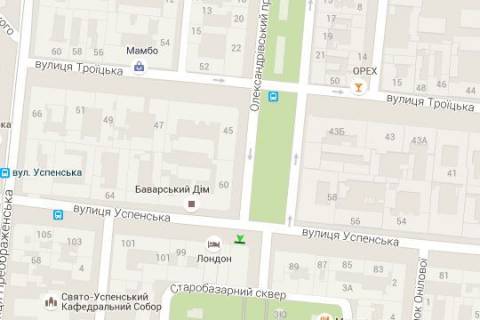 Citylight A in Odessa, 1.2x1.8  Uspens'ka st., 91 - Oleksandrivs'kij prosp. scheme