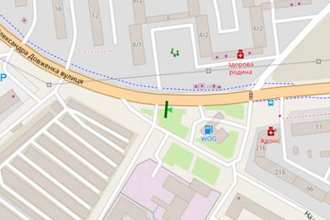 Billboard B in Ivano-Frankivsk, 3x6  Oleksandra Dovzenka st. - Suhomlins'kogo st. (liva) scheme