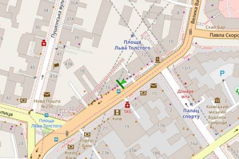 Non-Standard A in Kyiv, 1.2x1.8  Велика Васильківська вул., 16- зуупинка гром. транспорту scheme