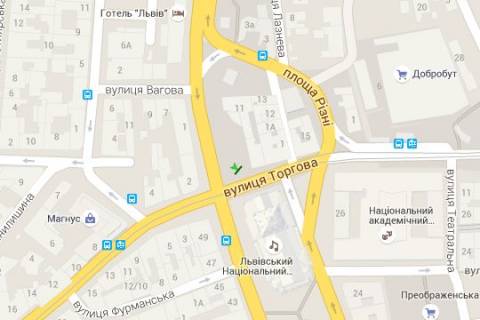 Citylight B in Lviv, 1.2x1.8  Vaceslava Cornovola prosp., 1 - Torgova st. scheme