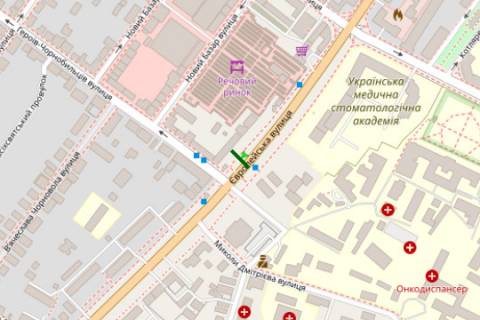 Citylight A in Poltava, 1.2x1.8  Evropejs'ka st., 38-a - Geroiv-cornobil'civ st. scheme