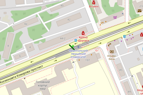 Billboard A in Kyiv, 6x3  Kosmonavta Komarova prosp., :zupinka svidkisnogo tramvau "Vst.Garmatna" ( u napramku  Okruznoj) scheme